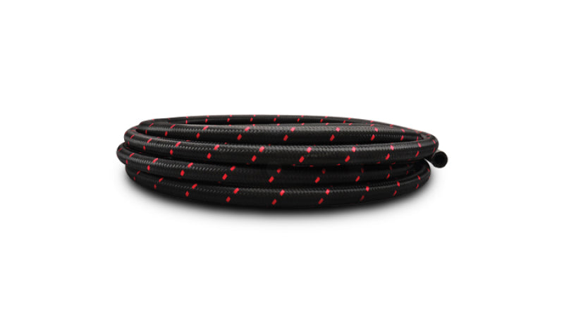 Vibrant -10 AN Two-Tone Black/Red Nylon Braided Flex Hose (5 foot roll)