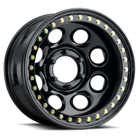 Thumbnail for Raceline RT81 Rock 8 17x8in / 6x139.7 BP / -25mm Offset / 107.95mm Bore - Gloss Black Beadlock Wheel