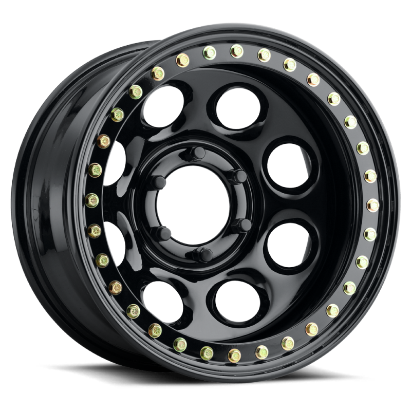 Raceline RT81 Rock 8 16x8in / 5x114.3 BP / -19mm Offset / 83.82mm Bore - Gloss Black Beadlock Wheel