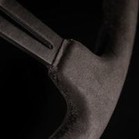 Thumbnail for NRG Reinforced Steering Wheel (350mm / 3in. Deep) Black Leather w/ Alcantara Stitching