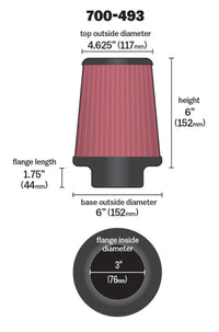 Thumbnail for Airaid Universal Air Filter - Cone 3 x 6 x 4 5/8 x 6