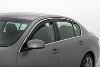 Thumbnail for AVS 07-10 Infiniti G35 Ventvisor Low Profile Deflectors 4pc - Smoke w/Chrome Trim