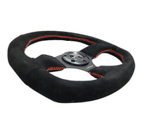 Thumbnail for NRG Reinforced Steering Wheel (320mm Horizontal / 330mm Vertical) Suede w/Red Stitch