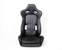 Thumbnail for NRG Reclinable Sport Seats (Pair) The Arrow Black Vinyl w/ Pressed NRG logo w/ Black Stitch