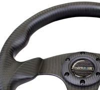 Thumbnail for NRG Carbon Fiber Steering Wheel (320mm) Flat Bottom Matte Black Carbon