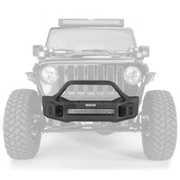 Thumbnail for Go Rhino 07-20 Jeep Wrangler JL/JLU/JK/JKU/Gladiator JT Rockline Front Stubby Bumper w/ Overrider