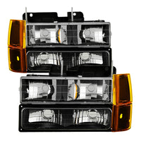 Thumbnail for Xtune GMC Yukon 94-99 Headlights w/ Corner & Parking Lights 8pcs Sets -Black HD-JH-GCK94-AM-BK-SET