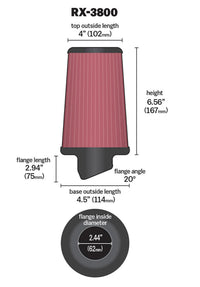 Thumbnail for K&N Filter Universal X Stream Clamp-On 2.438in Flange ID x 4.5in Base OD x 4in Top OD x 6.563in H