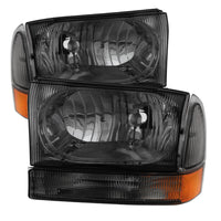 Thumbnail for Xtune Ford F250/350/450 Superduty 99-04 Crystal Headlights w/ Bumper Lights HD-JH-FF25099-AM-SM