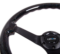 Thumbnail for NRG Reinforced Steering Wheel (350mm / 3in Deep) Classic Blk Sparkle Wood Grain w/Blk 3-Spoke Center