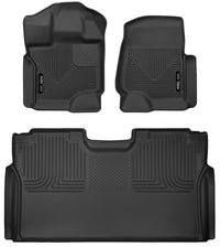 Thumbnail for Husky Liners 15-23 Ford F-150 SuperCrew Cab X-Act Contour Front & 2nd Row Seat Floor Liners - Black