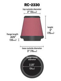 Thumbnail for K&N Universal Chrome Filter 2 1/8 inch FLG / 3 inch Bottom / 2 inch Top / 3 inch Height