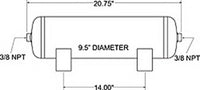 Thumbnail for Firestone Air Tank 5 Gallon 9.5in. x 20.7in. Length (2) 3/8in. NPT 150 PSI Max - Black (WR17609231)