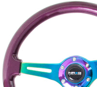 Thumbnail for NRG Classic Wood Grain Steering Wheel (350mm) Purple Pearl Paint w/Neochrome 3-Spoke Center