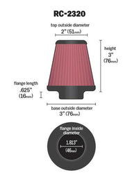 Thumbnail for Universal Air Filter 1-13/16in FLG / 3in Bottom / 2in Top / 3in Height