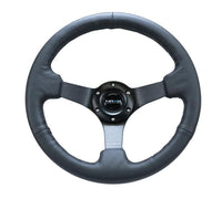 Thumbnail for NRG Reinforced Steering Wheel (330mm/ 3in. Deep) Sport Leather Racing/ 4mm Matte Black Spoke