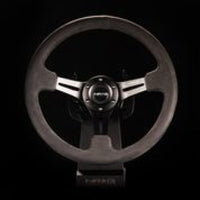 Thumbnail for NRG Reinforced Steering Wheel (350mm / 3in. Deep) Black Leather w/ Alcantara Stitching