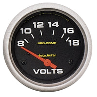 Thumbnail for Autometer Pro Comp 8-18 Volts Short Sweep Electronic Voltmeter Gauge