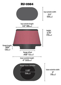 Thumbnail for K&N Universal Rubber Filter 2.125in Flange ID/3in x 4in Tapered Oval/2.75in Height (4 Filters)