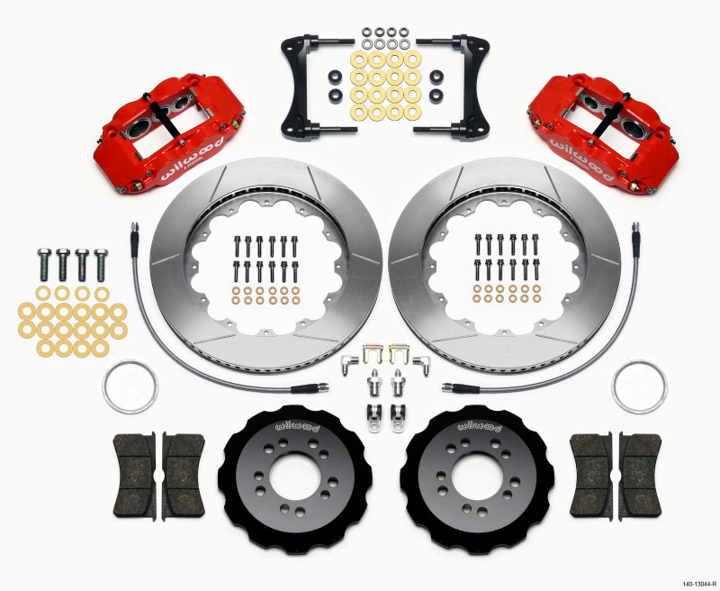 Wilwood Narrow Superlite 6R Front Hat Kit 14.00in Red 2008-up Hyundai Genesis Coupe w/Lines