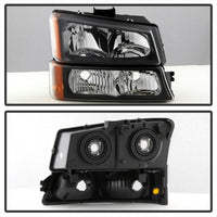 Thumbnail for Xtune Chevy Silverado 2500HD 03-06 Crystal Headlights w/ Bumper Lights Black HD-JH-CSIL03-AM-BK-SET