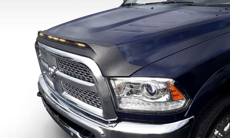 AVS 2009-2018 Dodge Ram 1500 (Excl Sport / Rebel) Aeroskin Low Profile Hood Shield w/ Lights - Black