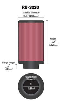 Thumbnail for K&N Filter Universal Rubber Filter 5in Flange ID / 6.5in OD / 10in Height