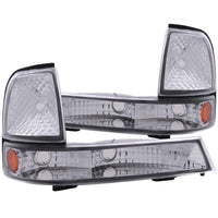 Thumbnail for ANZO 1998-2000 Ford Ranger Euro Parking Lights Chrome w/ Amber Reflector