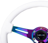 Thumbnail for NRG Classic Wood Grain Steering Wheel (350mm) White Paint Grip w/Neochrome 3-Spoke Center