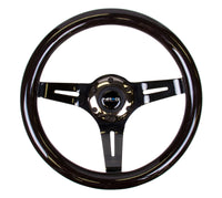 Thumbnail for NRG Classic Wood Grain Steering Wheel (310mm) Black w/Black Chrome 3-Spoke Center