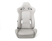 Thumbnail for NRG Reclinable Sport Seats (Pair) The Arrow Grey Vinyl w/ Pressed NRG logo w/ Grey Stitch