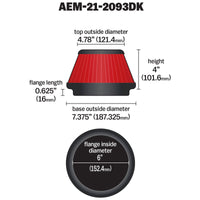 Thumbnail for AEM 6 in x 4 in Dryflow Tapered Conical Air Filter