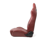 Thumbnail for NRG Reclinable Sport Seats (Pair) The Arrow Maroon Vinyl w/ Pressed NRG logo w/ Maroon Stitch