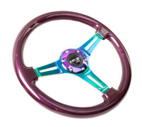 Thumbnail for NRG Classic Wood Grain Steering Wheel (350mm) Purple Pearl Paint w/Neochrome 3-Spoke Center