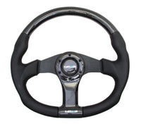 Thumbnail for NRG Carbon Fiber Steering Wheel (350mm) Oval Shape Black w/Leather Trim