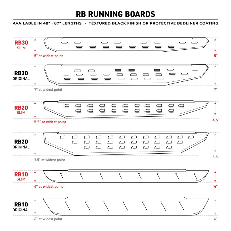 Go Rhino RB30 Slim Line Running Boards 80in. - Tex. Blk (Boards ONLY/Req. Mounting Brackets)