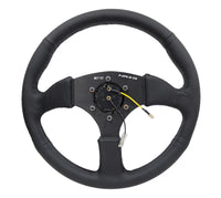 Thumbnail for NRG Reinforced Steering Wheel (350mm / 2.5in. Deep) Blk Leather Comfort Grip w/5mm Matte Blk Spokes