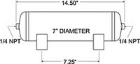 Thumbnail for Firestone Air Tank 2 Gallon 7in. x 14.5in. (2) 1/4in. NPT Ports 150 PSI Max - Black (WR17609126)