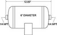 Thumbnail for Firestone Air Tank 1 Gallon 6in. x 12in. L (2) 1/4in. NPT Ports 150 PSI Max - Black (WR17609125)