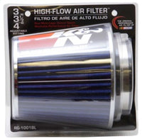 Thumbnail for K&N Universal Air Filter Chrome Round Tapered Blue - 4in Flange ID x 1.125in Flange Length x 5.5in H