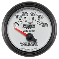 Thumbnail for Autometer Phantom II 52.4mm Short Sweep Electronic 8-18 Volts Voltmeter Gauge