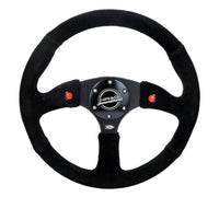 Thumbnail for NRG Reinforced Steering Wheel (350mm/ 2.5in. Deep) Sport Suede Racing/ 4mm Matte Black Spoke