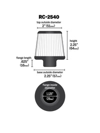 Thumbnail for K&N Universal Chrome Filter 1 1/8 inch FLG / 2 1/4 inch Bottom / 2 inch Top / 2.5 inch Height