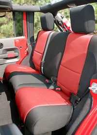 Thumbnail for Rugged Ridge Seat Cover Kit Black/Red 11-18 Jeep Wrangler JK 4dr