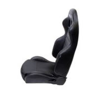 Thumbnail for NRG Reclinable Sport Seats (Pair) PVC Leather w/NRG Logo - Black w/White Stitching