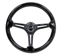 Thumbnail for NRG Reinforced Steering Wheel (350mm / 3in. Deep) Blk Wood w/Blk Matte Spoke/Black Center Mark