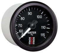 Thumbnail for Autometer Stack Instruments 52mm 50-115 Celsius 3/8 BSPT (M) Mechanical Water Temp Gauge - Black