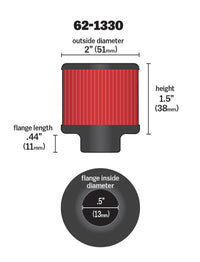 Thumbnail for K&N Clamp On Rubber Base Crankcase Vent Filter 0.5in Flange ID 2in OD 1.5in Height