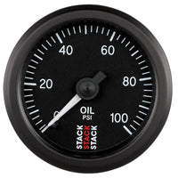 Thumbnail for Autometer Stack 52mm 0-100 PSI 1/8in NPTF (M) Mechanical Oil Pressure Gauge - Black