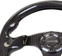 Thumbnail for NRG Carbon Fiber Steering Wheel (320mm) Flat Bottom w/Shiny Black Carbon